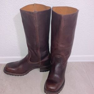 FRYE Campus Vintage Leather Pull Dark Brown Boot